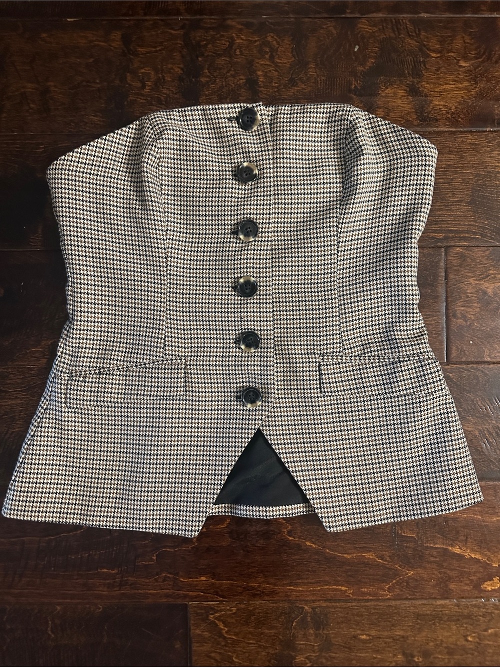 Forever 21 Strapless Houndstooth Peplum waistcoat